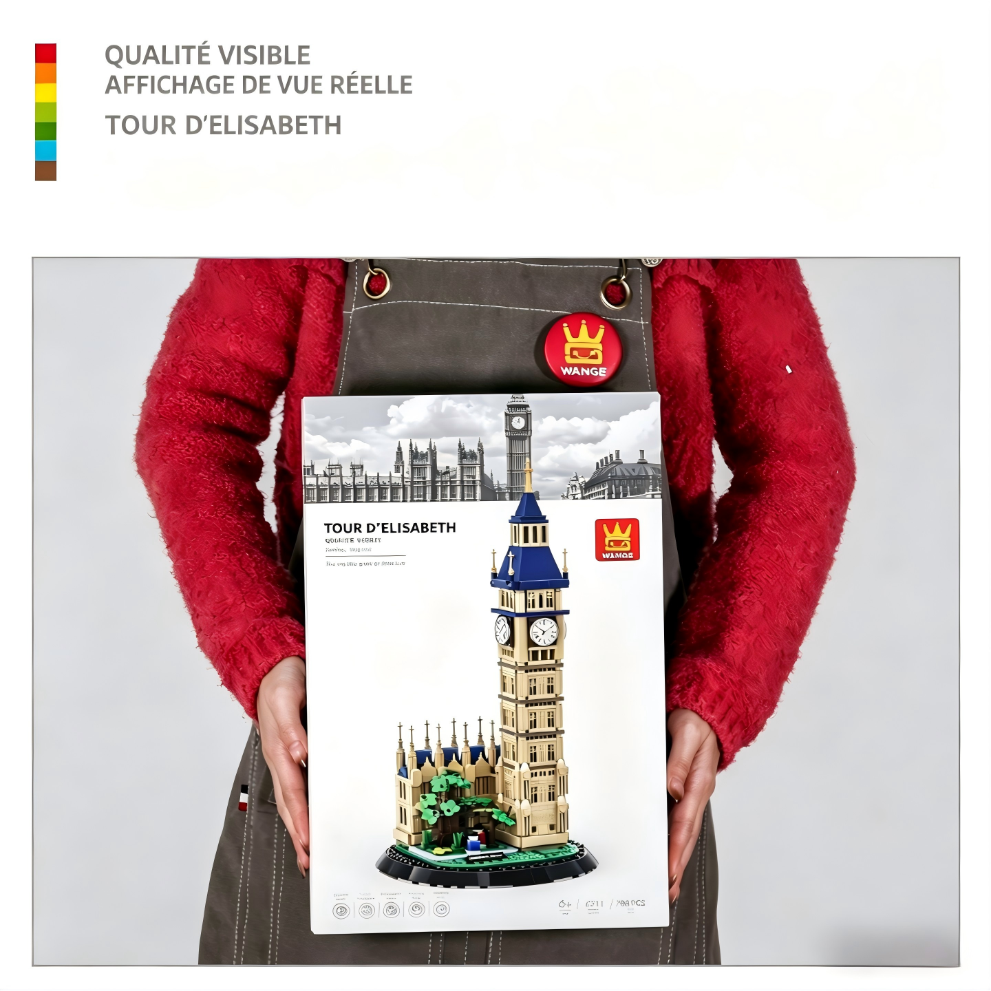 WANGE Kit de briques de construction Tour Elizabeth, Londres, Royaume-Uni pour constructeurs amateurs