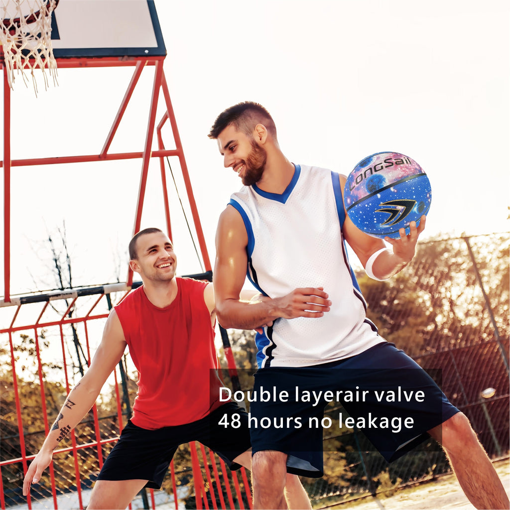 LONGSAIL Ballon de basketball en cuir composé/microfibre premium taille 7 – Sky Blue
