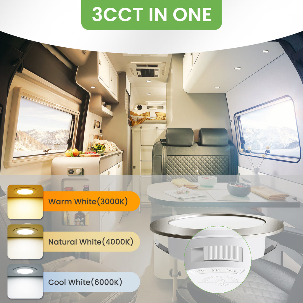 Spot encastré LED - 12-24 V - 4 W - 3000 K Blanc chaud / 4000 K Neutre / 6000 K Froid - Pour plafond et meubles - Perçage Ø 55-58 mm - Profondeur 14,5 mm