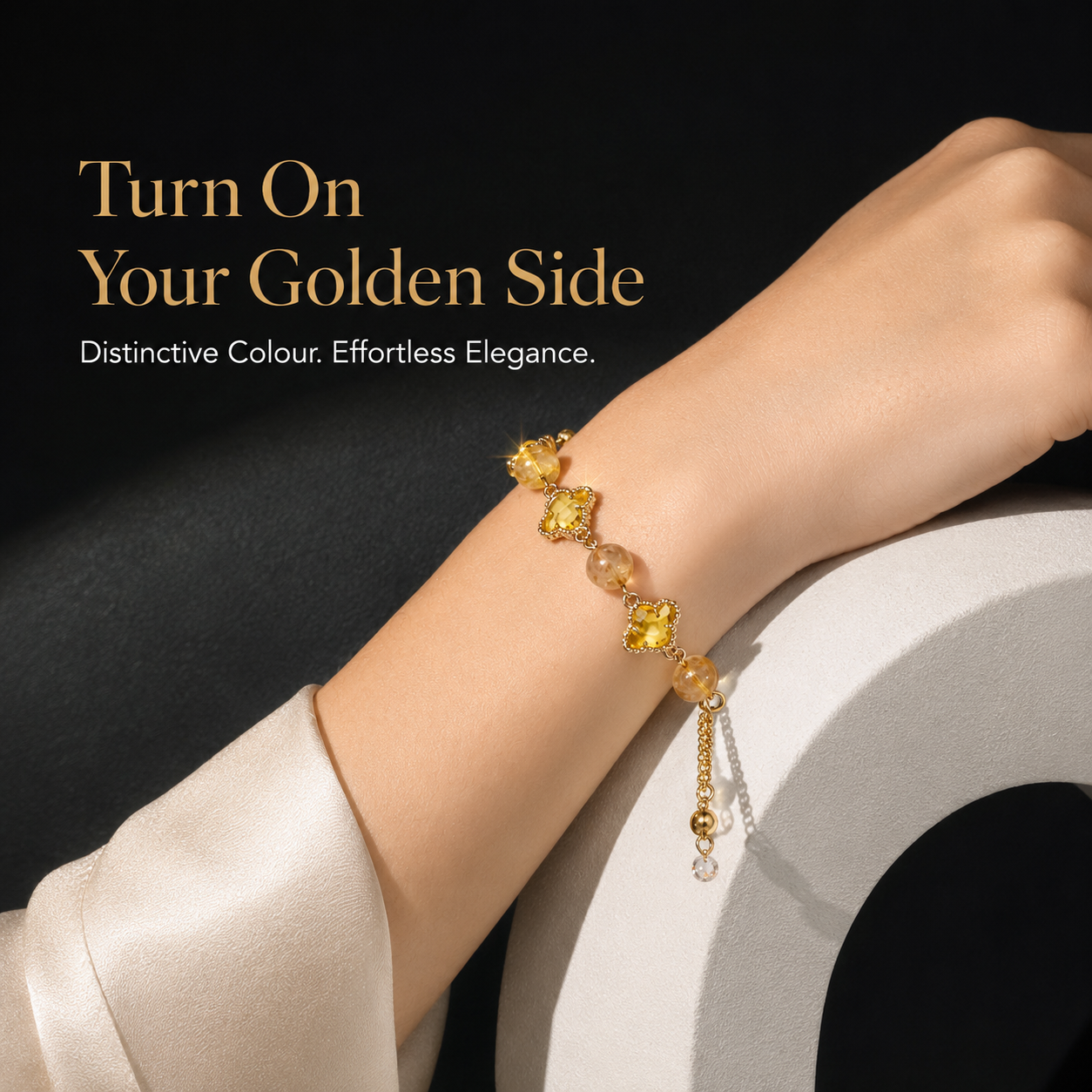 VoxorAI L8 Bracelet en cristal, bracelet en quartz jaune naturel transparent comme de la glace, bracelet porte-bonheur feng shui, original fait main à faire soi-même