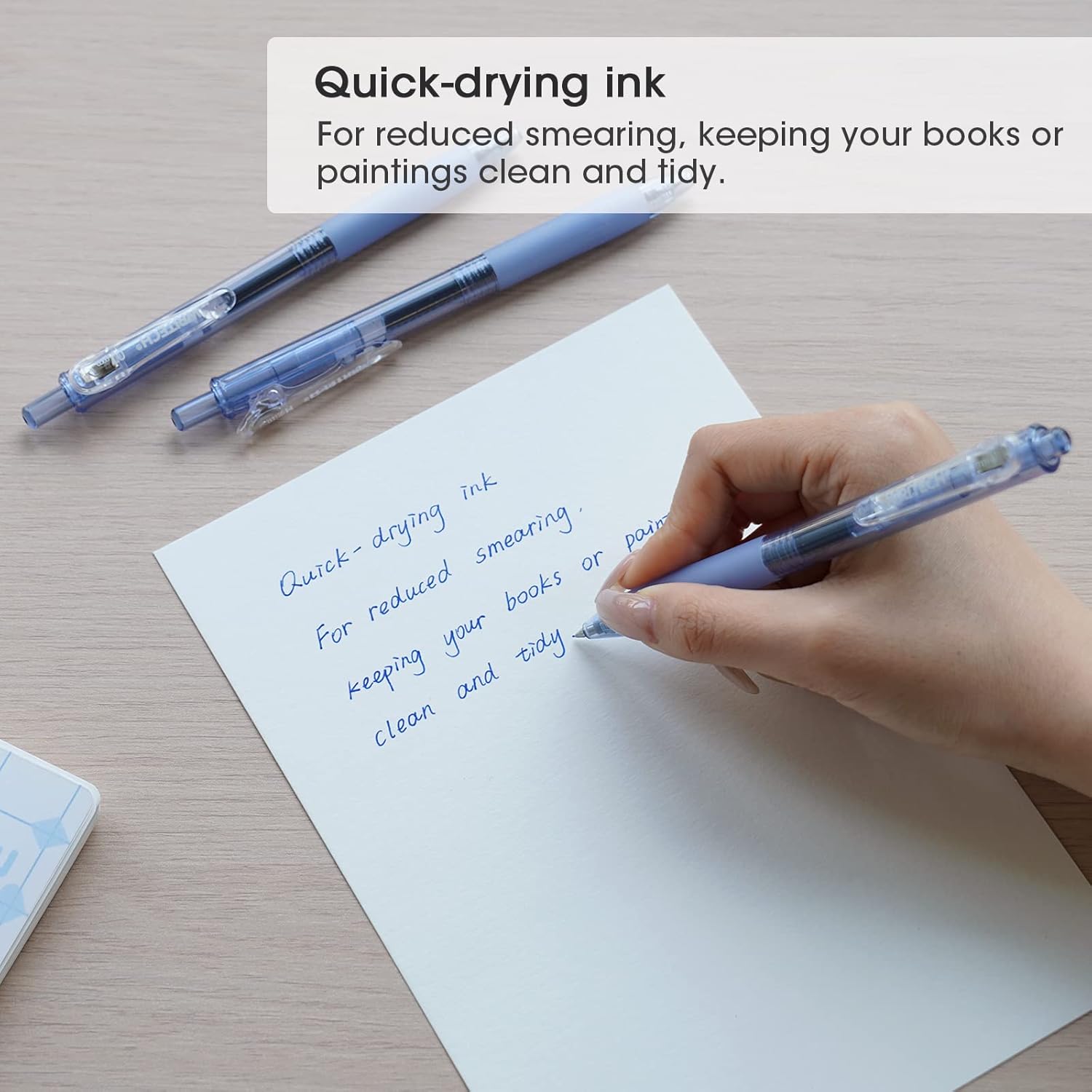 WRITECH Stylos à gel rétractables 0,7 mm, pointe moyenne, encre bleue, pour le journaling, écriture fluide, pointe fine, encre à séchage rapide, sans transfert, lot de 10 pièces