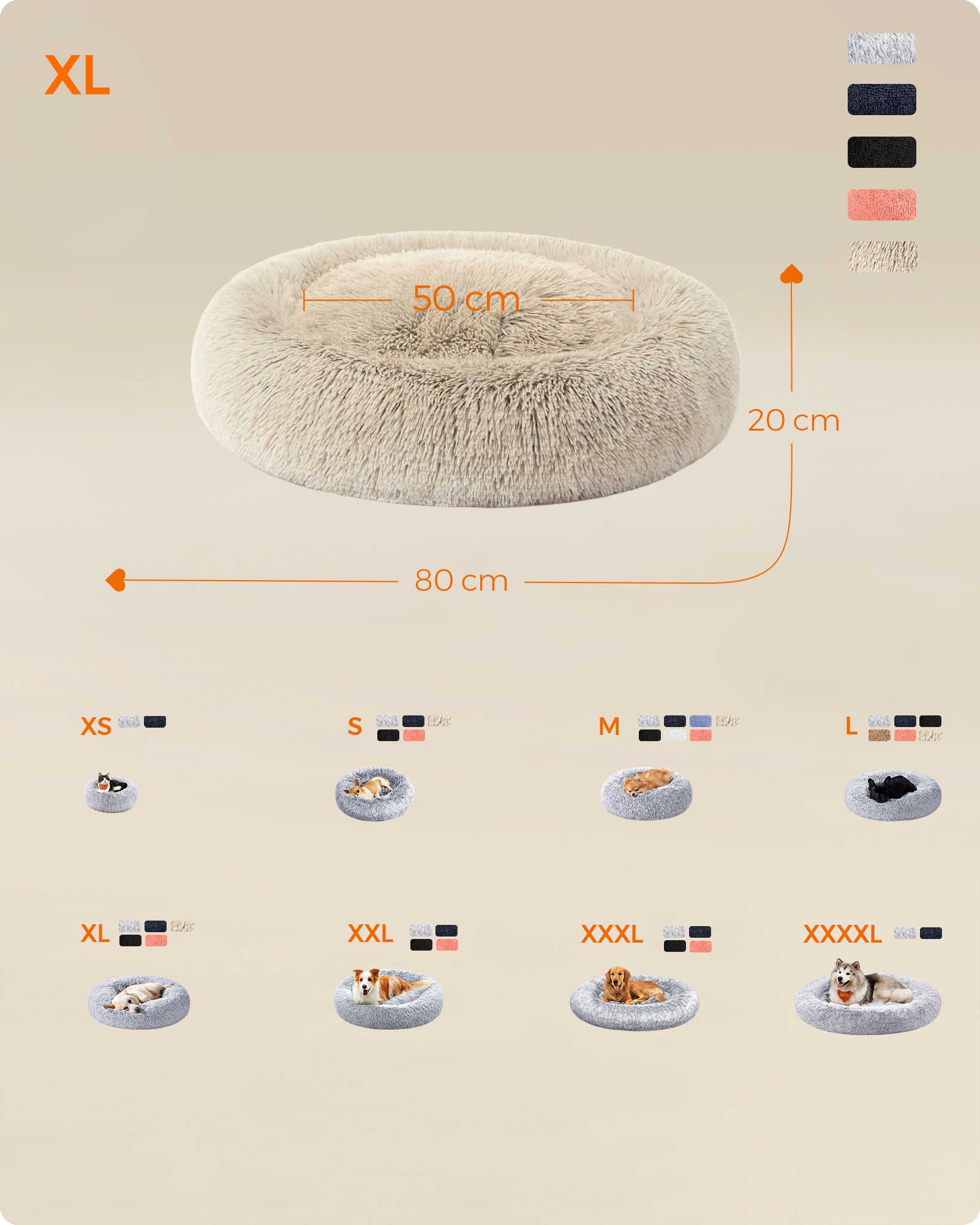 Ochama Lit pour chien en forme de beignet, Housse amovible et lavable, Kaki