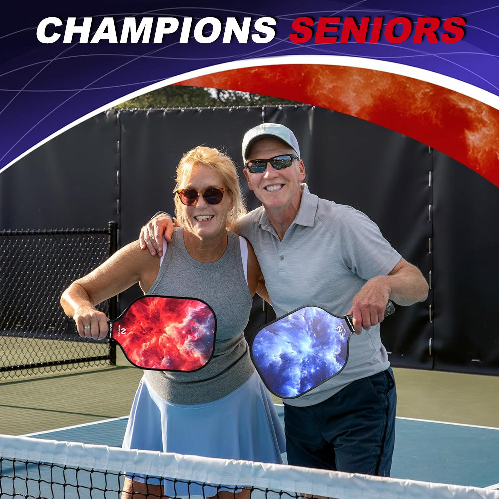 Niupipo Lot de 2 raquettes de pickleball MX-80, Matériau en fibre de verre, noyau en nid d’abeille en polypropylène, certifiées USAPA, conception légère, prise confortable, idéales pour joueurs débutants et intermédiaires