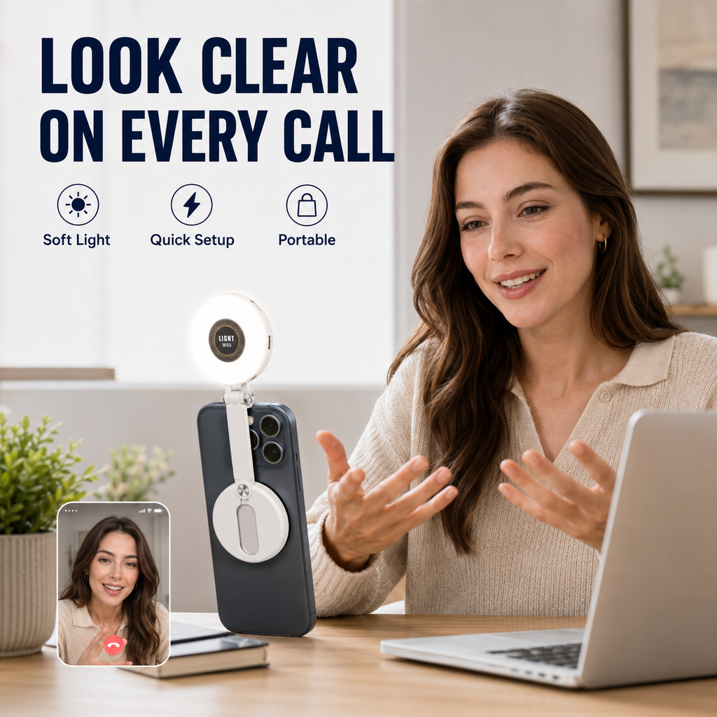 VoxorAI M28 Lampe d’appoint blanche – Solution d’éclairage pour selfie avec miroir et fixation magnétique. Qualité CRI95+, éclairage LED à 360°