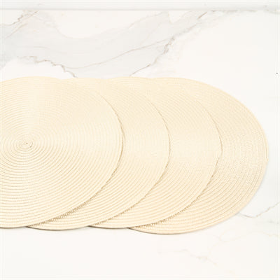 Set de table rond en polypropylène riz perlé, Lot de 6 sets de table ronds tressés lavables antidérapants pour tables à manger, 15 pouces, Décoration intérieure