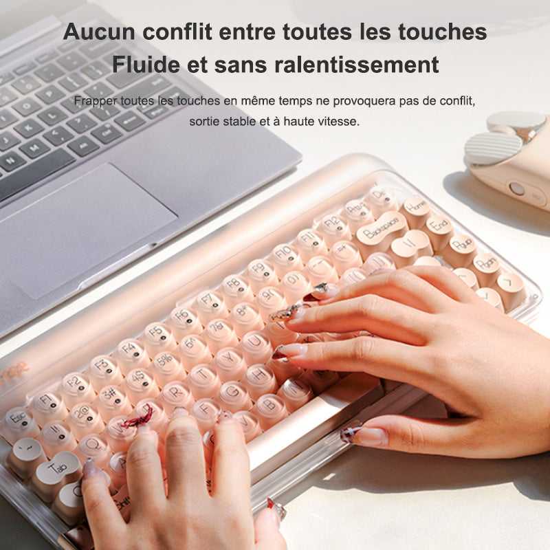 Clavier mécanique 75 % tri-mode Lofree OE914, disposition QWERTY US, 84 touches, commutateurs linéaires remplaçables à chaud, batterie 4000 mAh, rétroéclairage LED aux couleurs chaudes, rose chaud