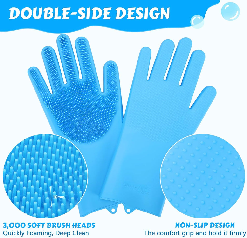 Pecute Gants de toilettage pour animaux, Résistants à la chaleur, Gants de bain et de massage à cinq doigts en silicone pour chiens et chats, Picots haute densité