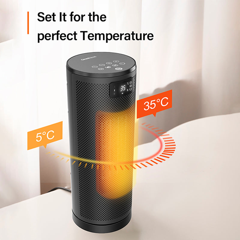 OmniHeat Radiateur soufflant céramique 1800 W avec télécommande, 4 modes de chauffage et mode éco, minuterie 24 h, thermostat réglable 5–35 ℃, chauffage électrique oscillant, protection de sécurité