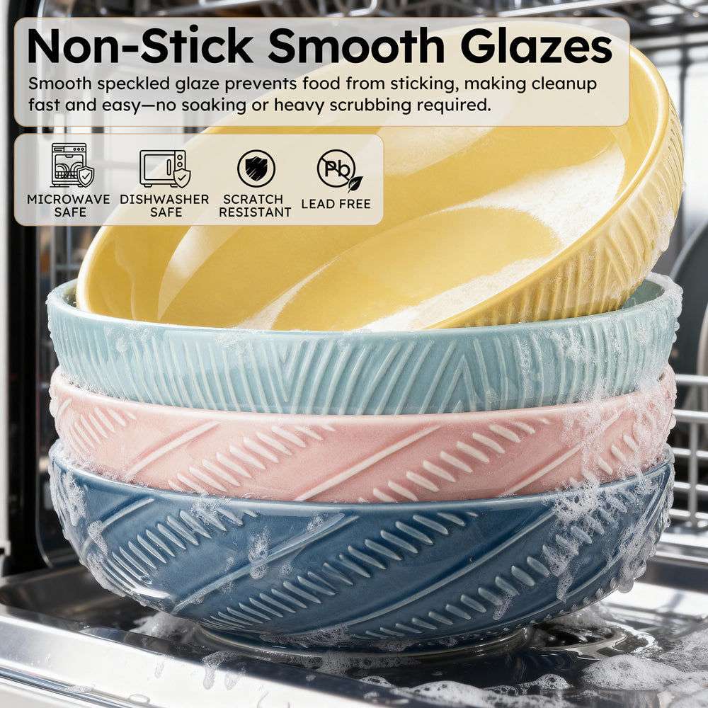 Dafuceramic bol alimentaire en céramique / bol à salade / bol à pâtes de 8.5 pouces, 36 onces, lot de 4, robuste et empilable, convient pour les cadeaux de pendaison de crémaillère et de fêtes