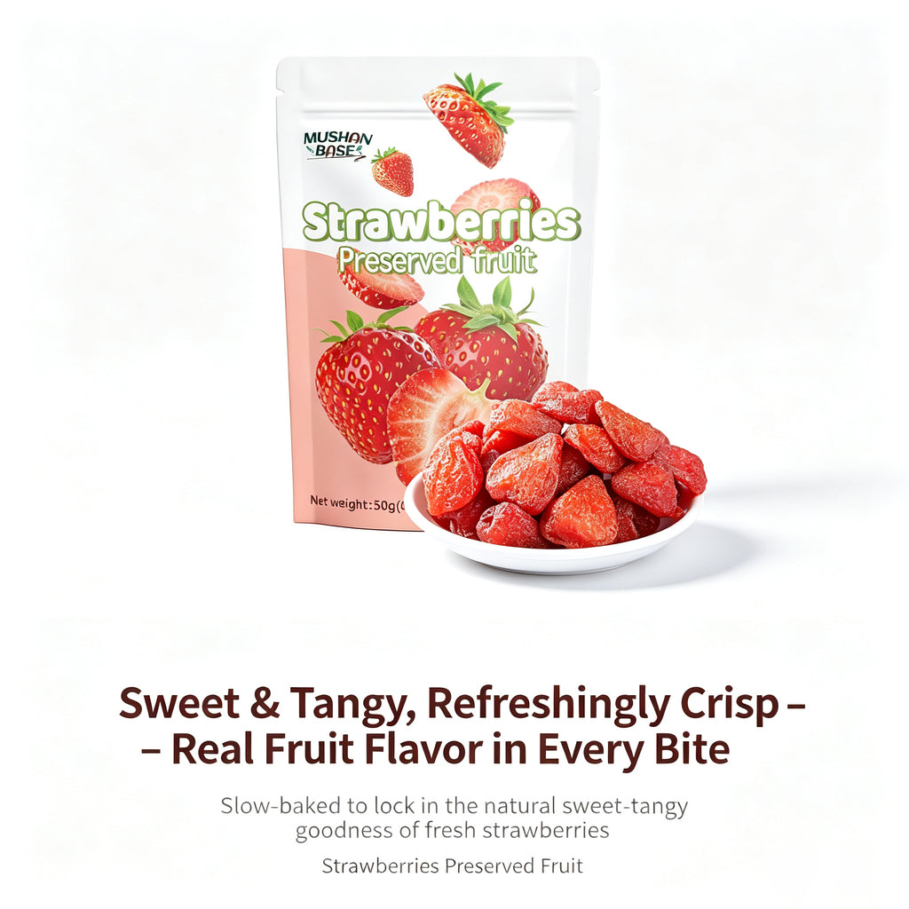 MUSHAN BASE Bai Cao Wei En-cas de fruits à la fraise 50 g