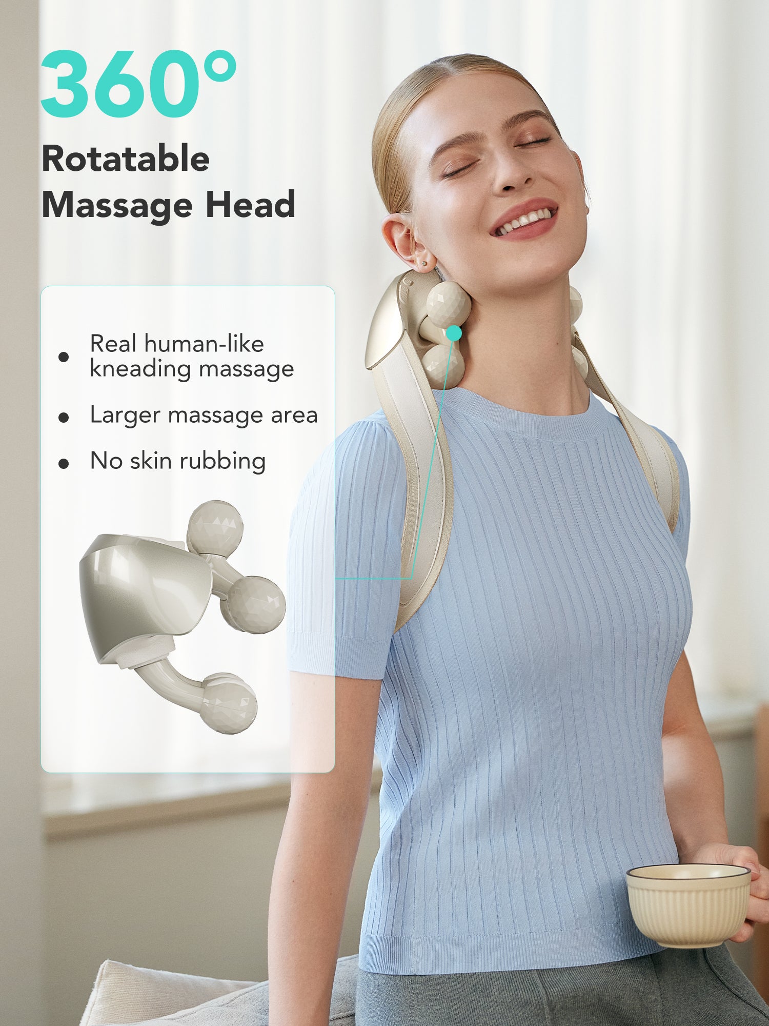 SKG H7 Ultra Appareil de massage pour le cou et les épaules avec massage par pétrissage rotatif et moxibustion à lumière rouge. Soulagement des douleurs cervicales Cadeau pour l'être aimé