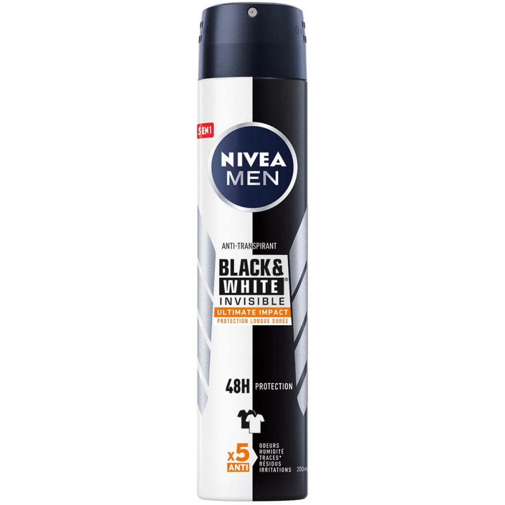 NIVEA MEN Déodorant Aisselles Black & White Ultimate Impact Protection 72h Spray 200 ml