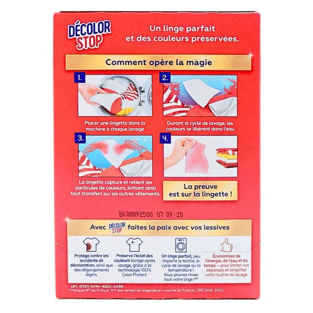 Décolor Stop Feuilles anti-transfert de couleur, fibres 100 % végétales, 22 feuilles