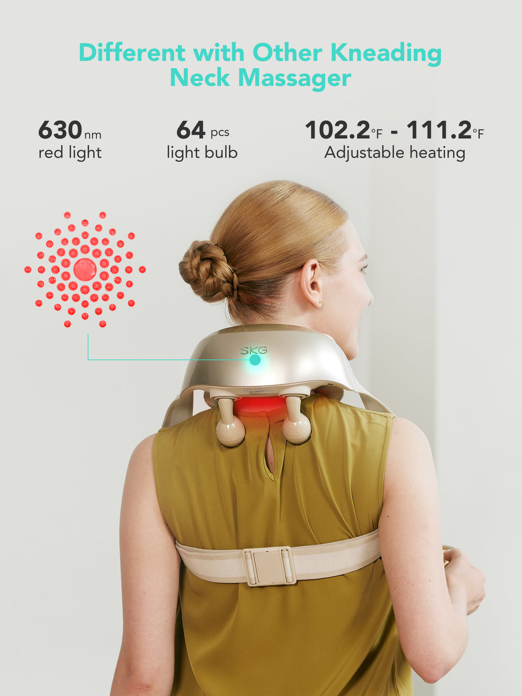 SKG H7 Ultra Appareil de massage pour le cou et les épaules avec massage par pétrissage rotatif et moxibustion à lumière rouge. Soulagement des douleurs cervicales Cadeau pour l'être aimé