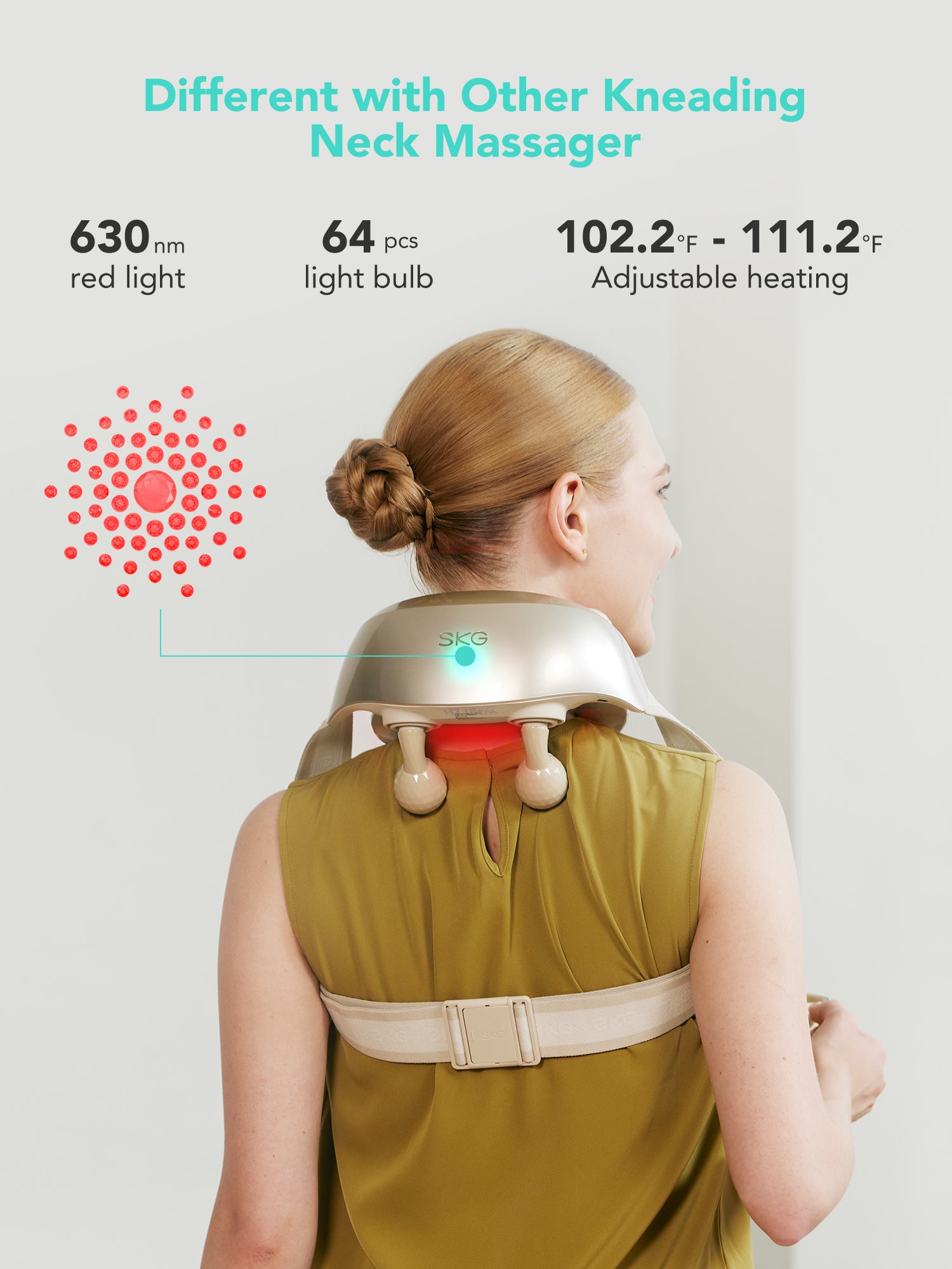 SKG H7 Ultra Appareil de massage pour le cou et les épaules avec massage par pétrissage rotatif et moxibustion à lumière rouge. Soulagement des douleurs cervicales Cadeau pour l'être aimé