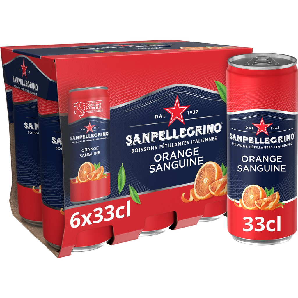 SAN PELLEGRINO Boisson pétillante à l'orange sanguine - 6 x 330 ml