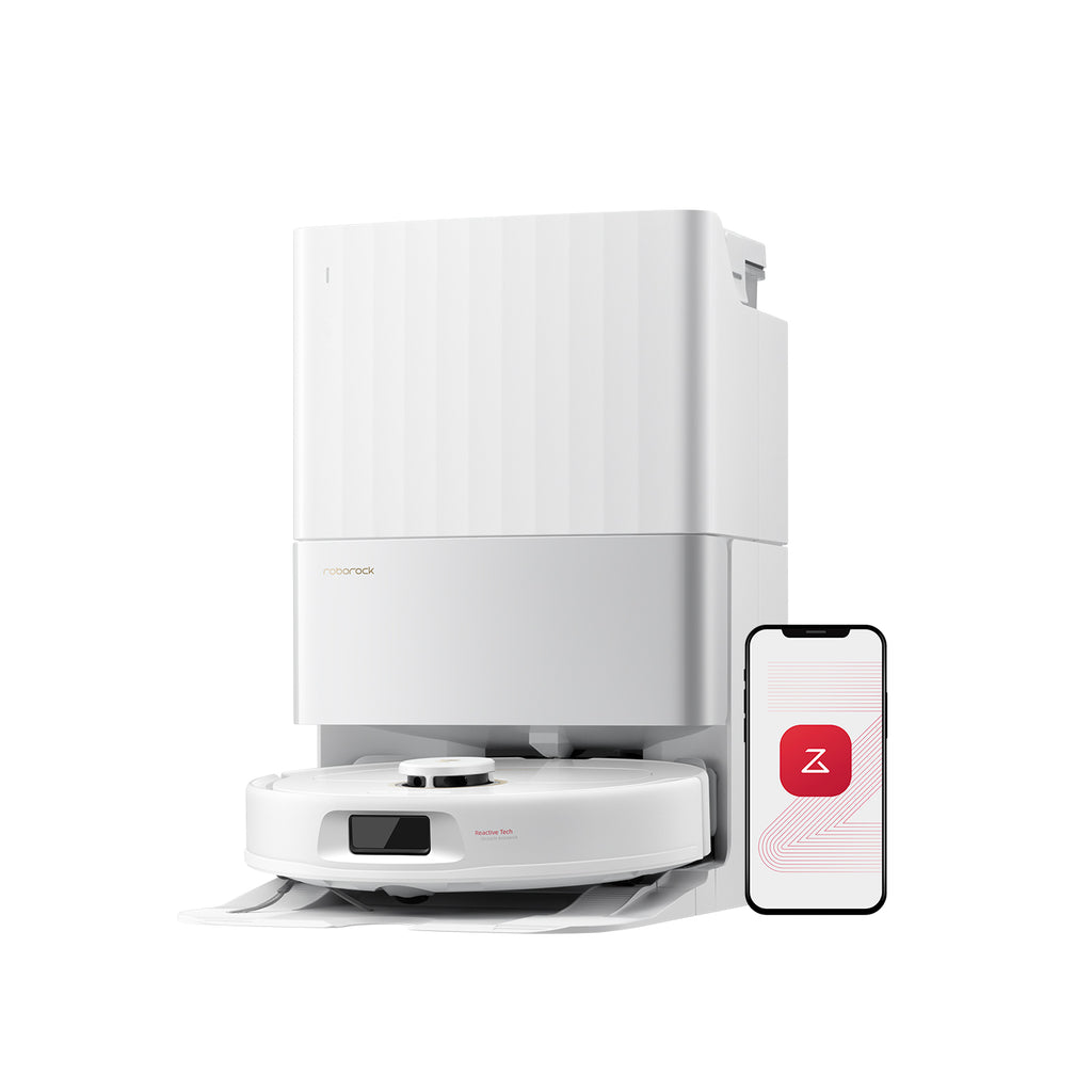Roborock Aspirateur robot Qrevo S5V blanc avec station, aspiration 12000 Pa, serpillières FlexiArm, double anti-enchevêtrement, séchage à l’air chaud