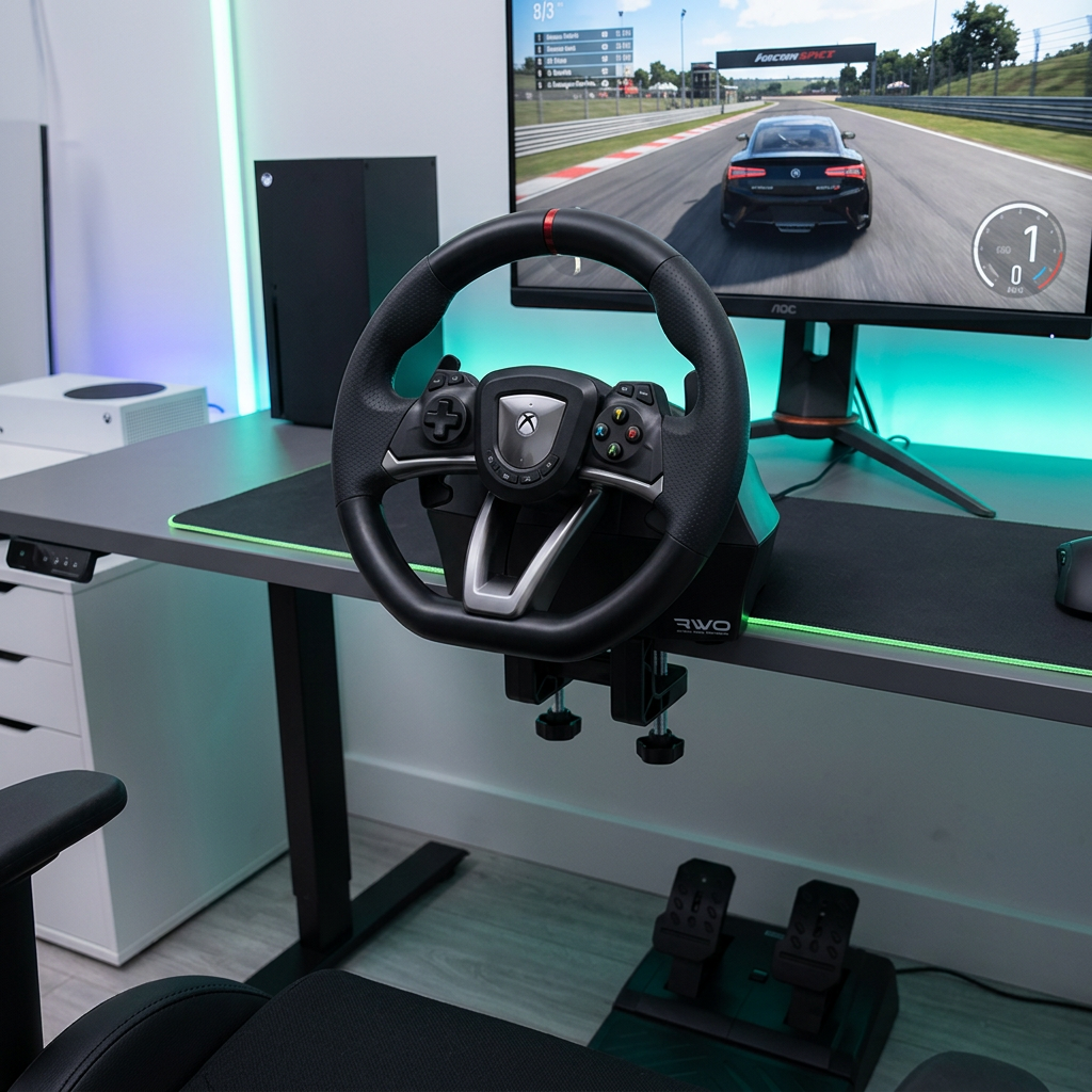Hori Overdrive Volant de Course PC/Xbox Series X|S/Xbox One Sous Licence Officielle Avec Pédales Direction à 270 Degrés Noir