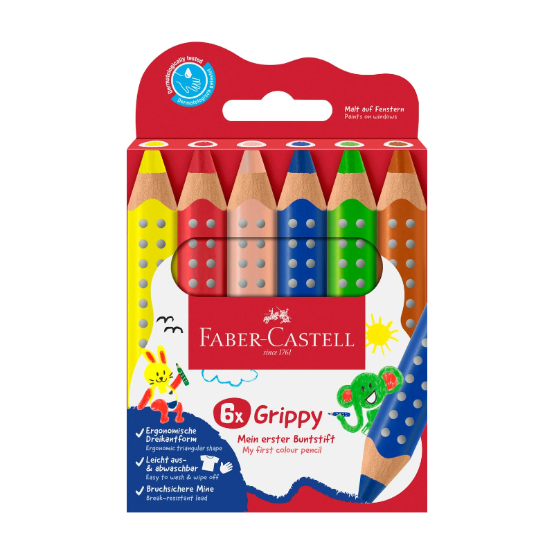 Faber-Castell Grippy Crayons de couleur lot de 6