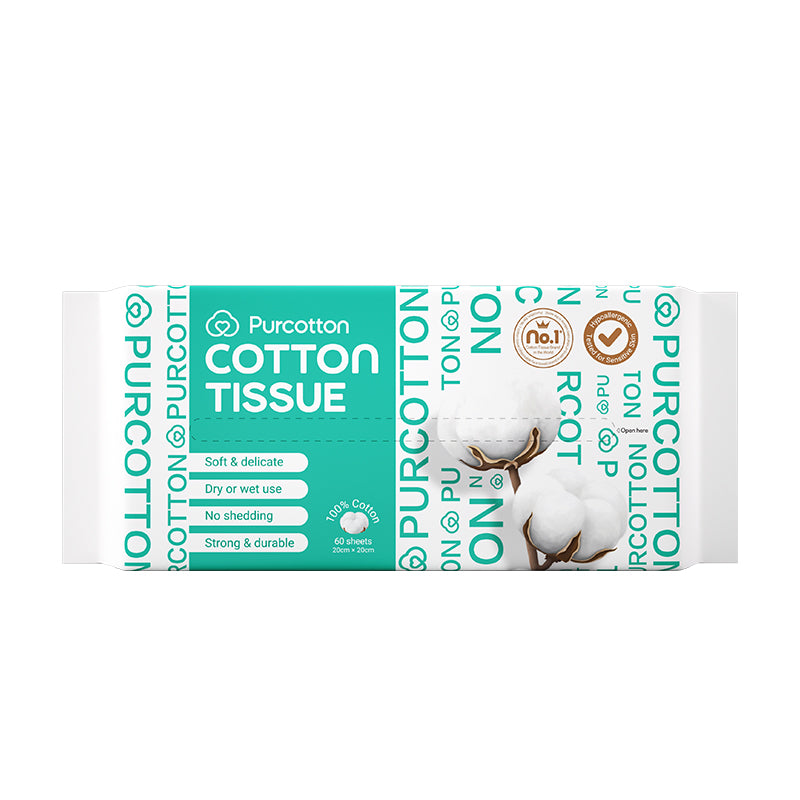 Purcotton Lot de 60 serviettes en coton douces, pures, sans additifs et respectueuses de la peau
