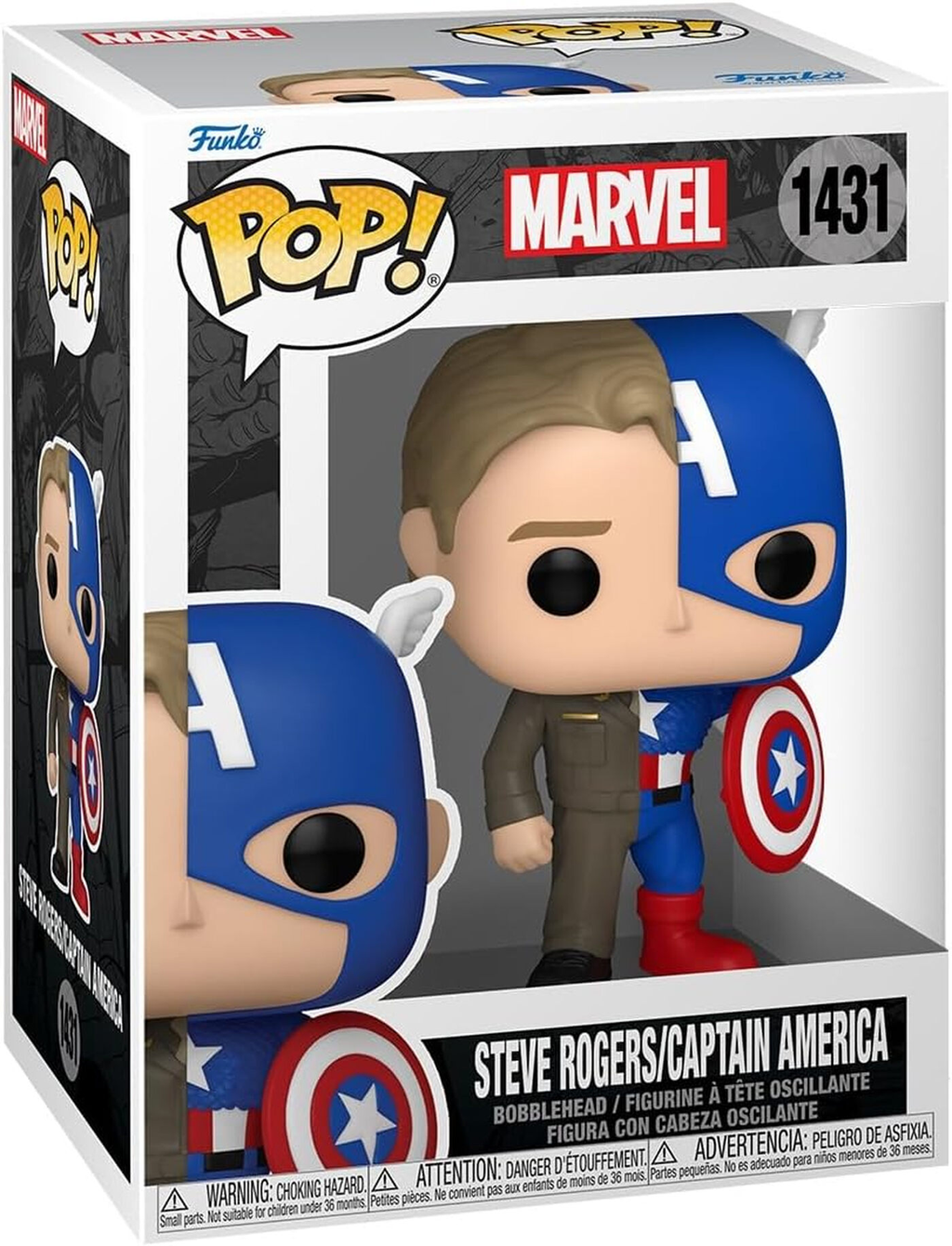 Funko Pop! Marvel Figurine à tête branlante de collection Steve Rogers/Captain America #1431