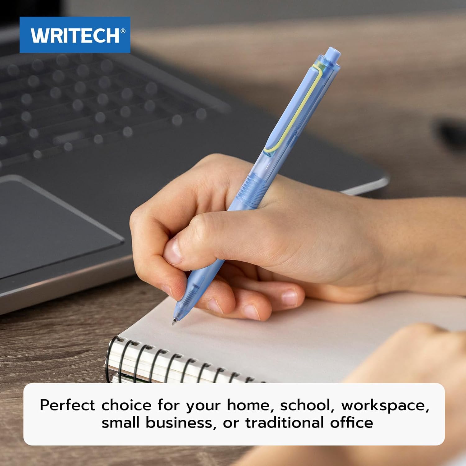 WRITECH Lot de 8 stylos à bille Space Up couleur pastel rétractables encre noire pointe fine 0,7 mm écriture ultra fluide encre à faible viscosité clic silencieux