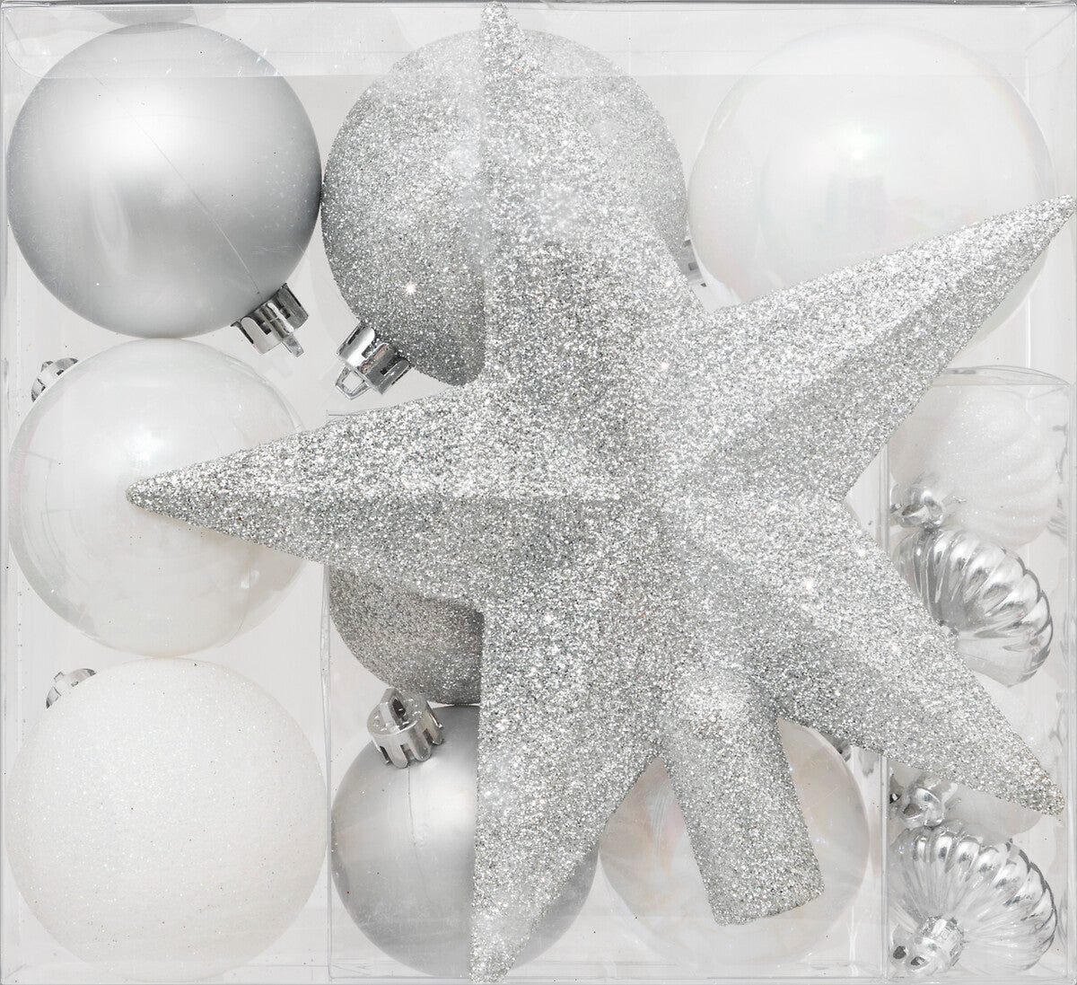 Atmosphera Lot de 18 boules de Noël argent