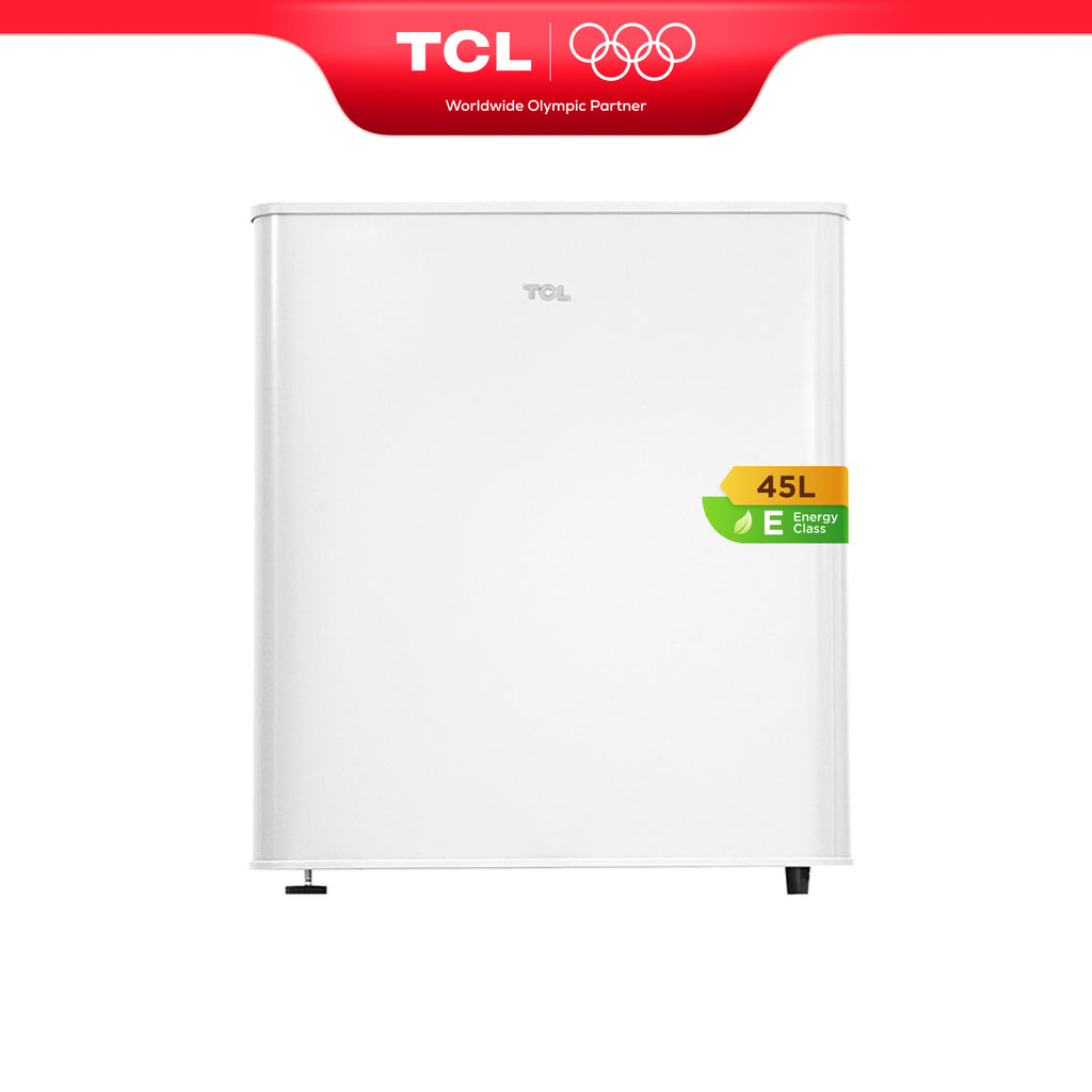 TCL RF60DWE0FR Mini réfrigérateur 45 L – Réfrigérateur de table compact pour boissons, en-cas & rafraîchissements, pieds réglables, étagère en verre trempé