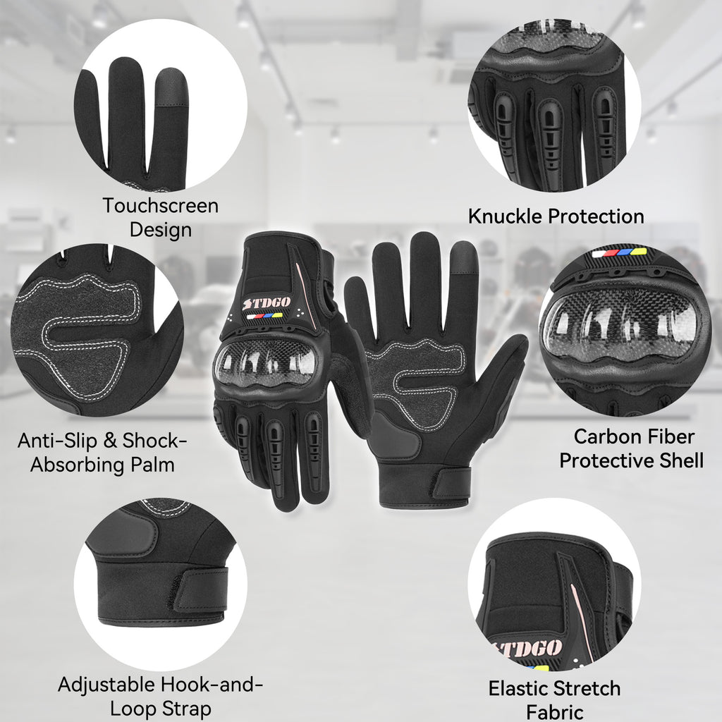 Gants de Moto Homme, Gants De Moto Toutes Saisons avec Protection des Articulations Et Fonction Tactile, Gants Extérieurs Respirants pour Hommes Et Femmes, Convient Pour Moto, Vélo, Trottinette