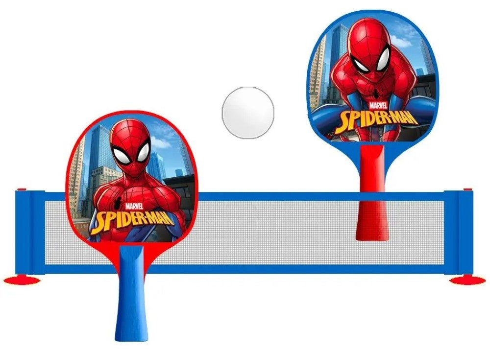 Marvel Set d'apprentissage de ping-pong avec filet, balles et support d'entraînement flexible SPIDERMAN