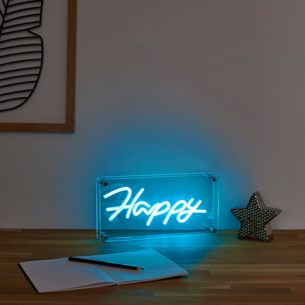 HOME DECO FACTORY Lampe en acrylique effet néon HAPPY