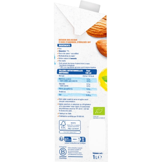 Lait d’amande intense bio 1 l