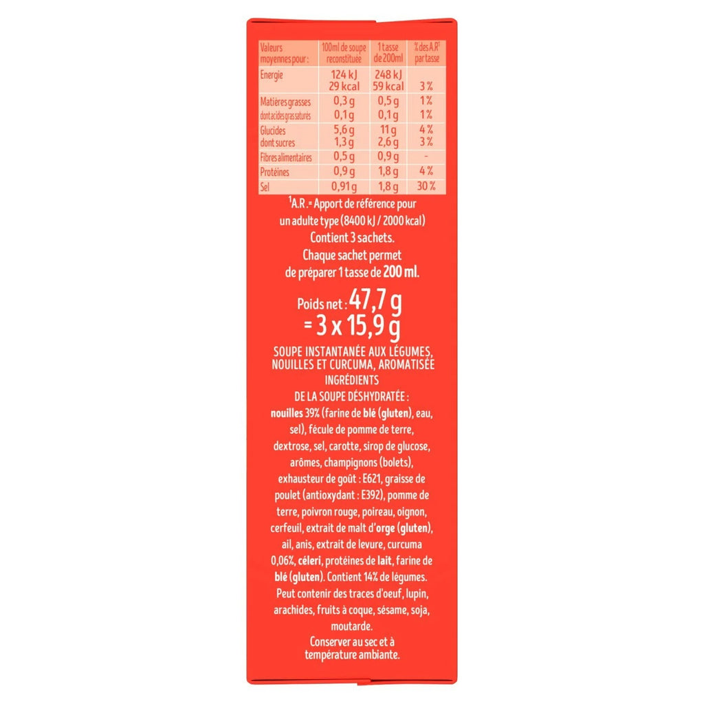 ROYCO Soupe de nouilles déshydratée carotte et champignon 3 x 20 cl (environ 3 portions)