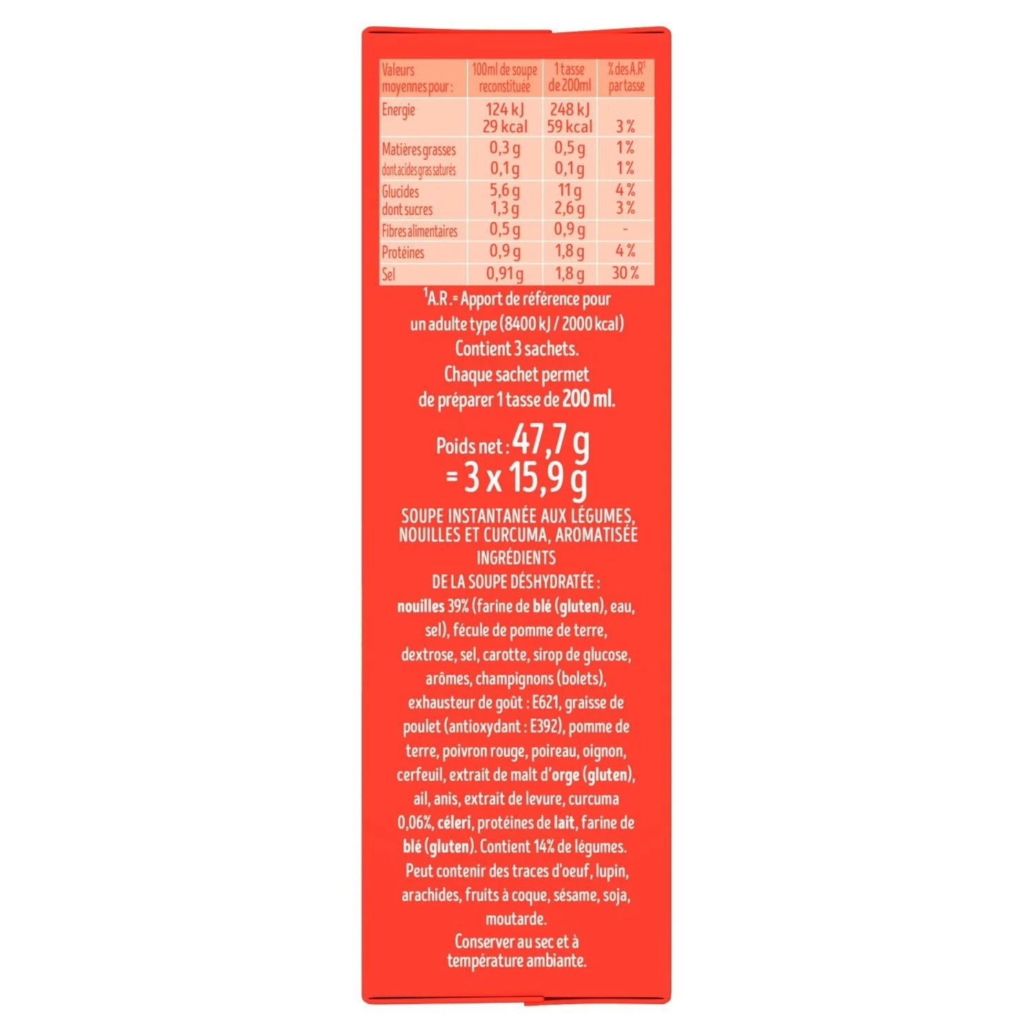 ROYCO Soupe de nouilles déshydratée carotte et champignon 3 x 20 cl (environ 3 portions)