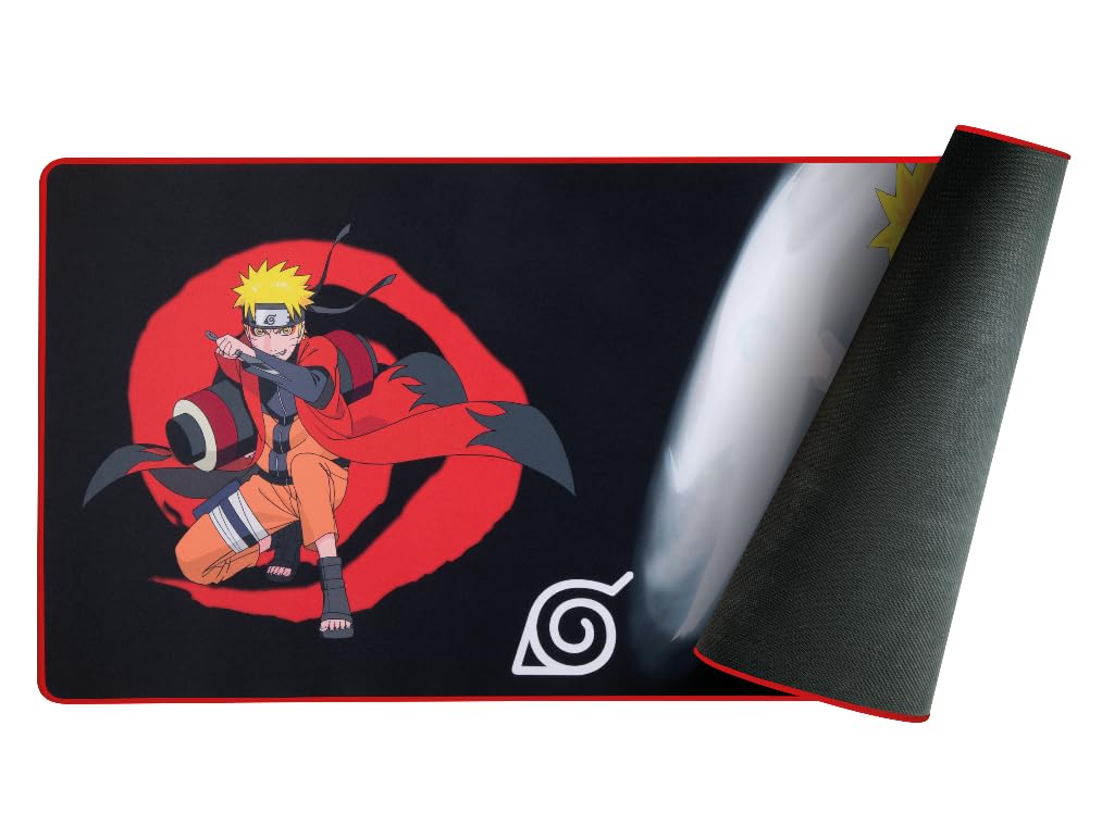 Konix Naruto Shippuden Tapis de souris gaming XXL 90 x 46 cm - Surface microfibre antidérapante - Caoutchouc - Motif Naruto Mode Hermite - Noir