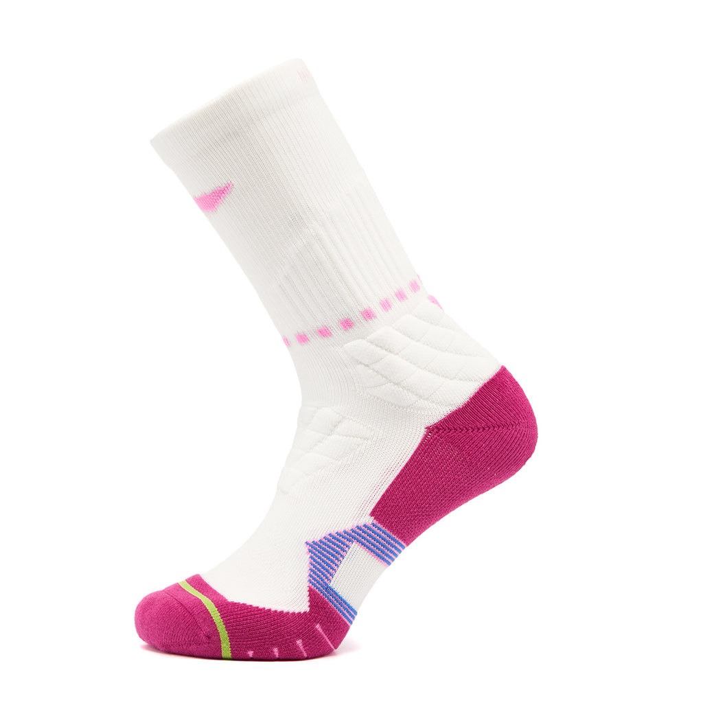 LI-NING Chaussettes mi-longues de basket-ball résistantes, confortables et respirantes blanc/rose vif/vert prairie fluo XL