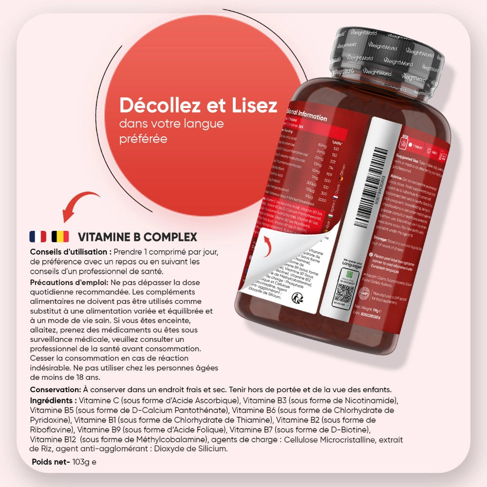 WeightWorld Complexe de vitamines B - 365 comprimés