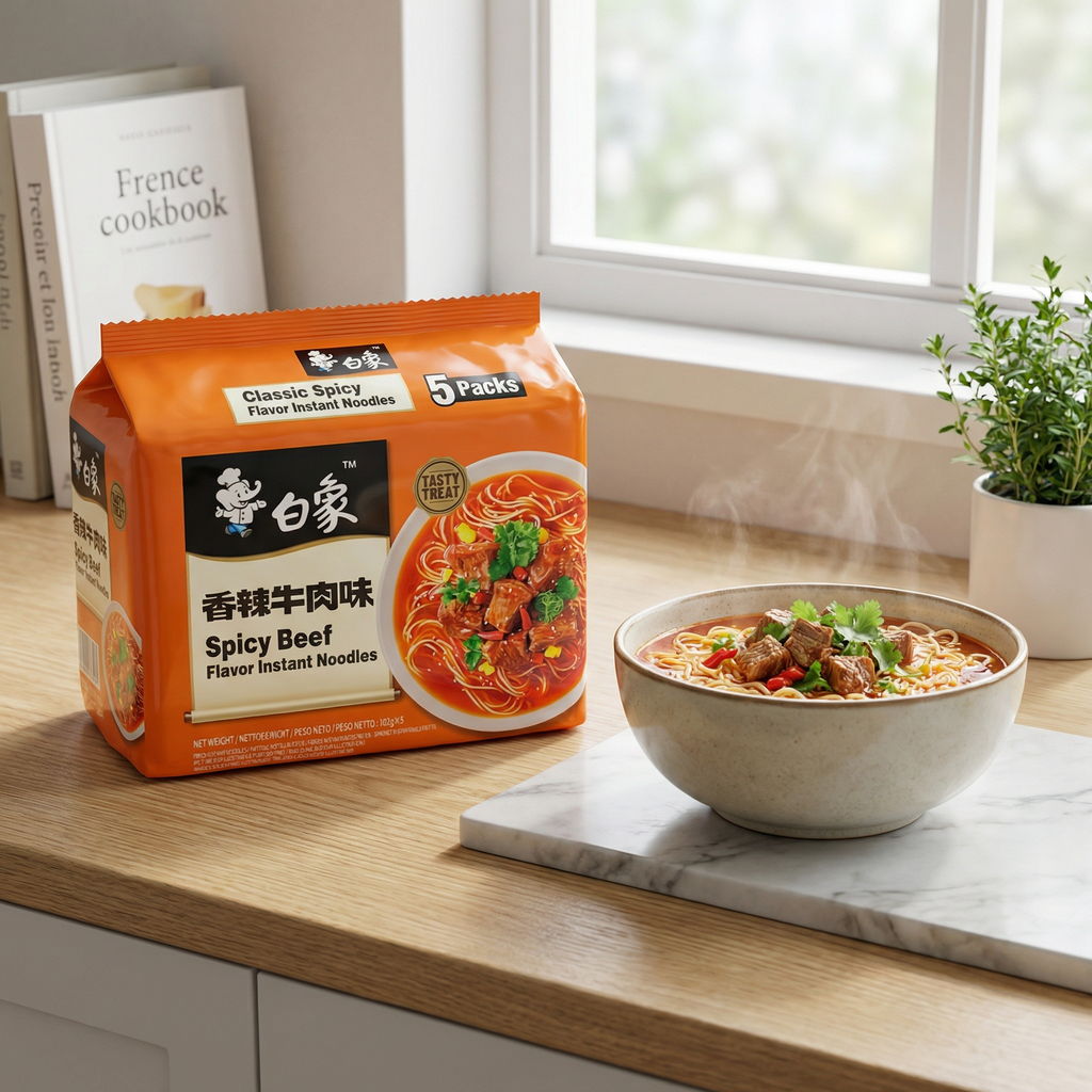 Bai Xiang Nouilles saveur bœuf épicé classique - 5 x 102 g