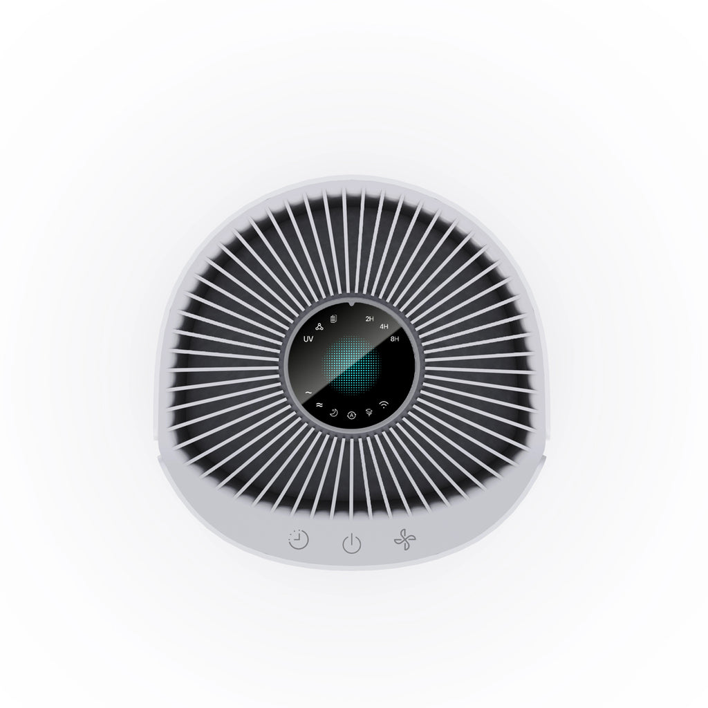 Homintell Purificateur d’air intelligent - CADR 200 m³/h, contrôle Wi-Fi, filtre HEPA H13 et à charbon actif, stérilisation UV et ioniseur, silencieux 30 dB, idéal pour pièces de 25 m²