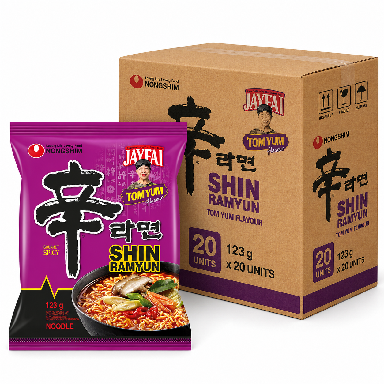 Nongshim Shin Ramyun Tom Yum, Boîte de nouilles instantanées, 20 x 123 g