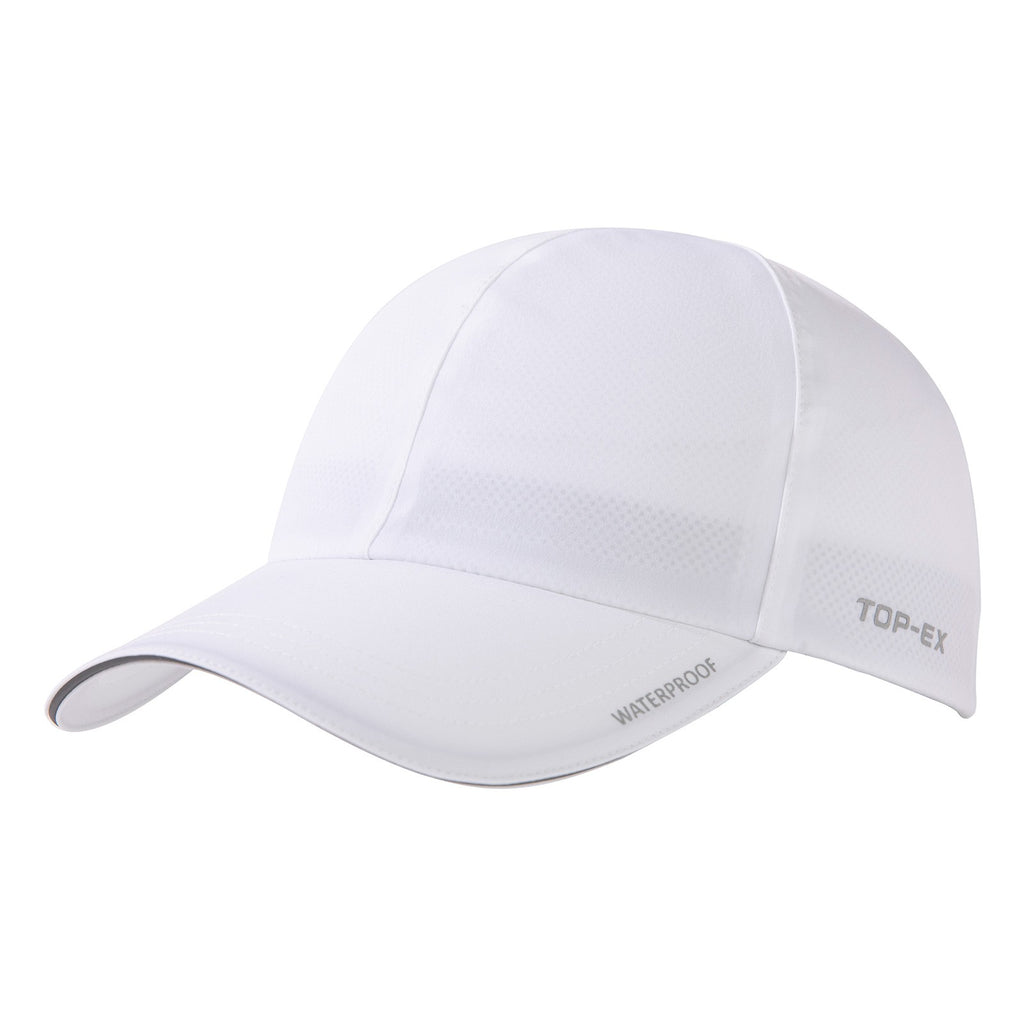 TOP-EX Casquette de course à pied haute performance imperméable toutes conditions météorologiques, Casquette de baseball non structurée Urban Storm M/L Blanc