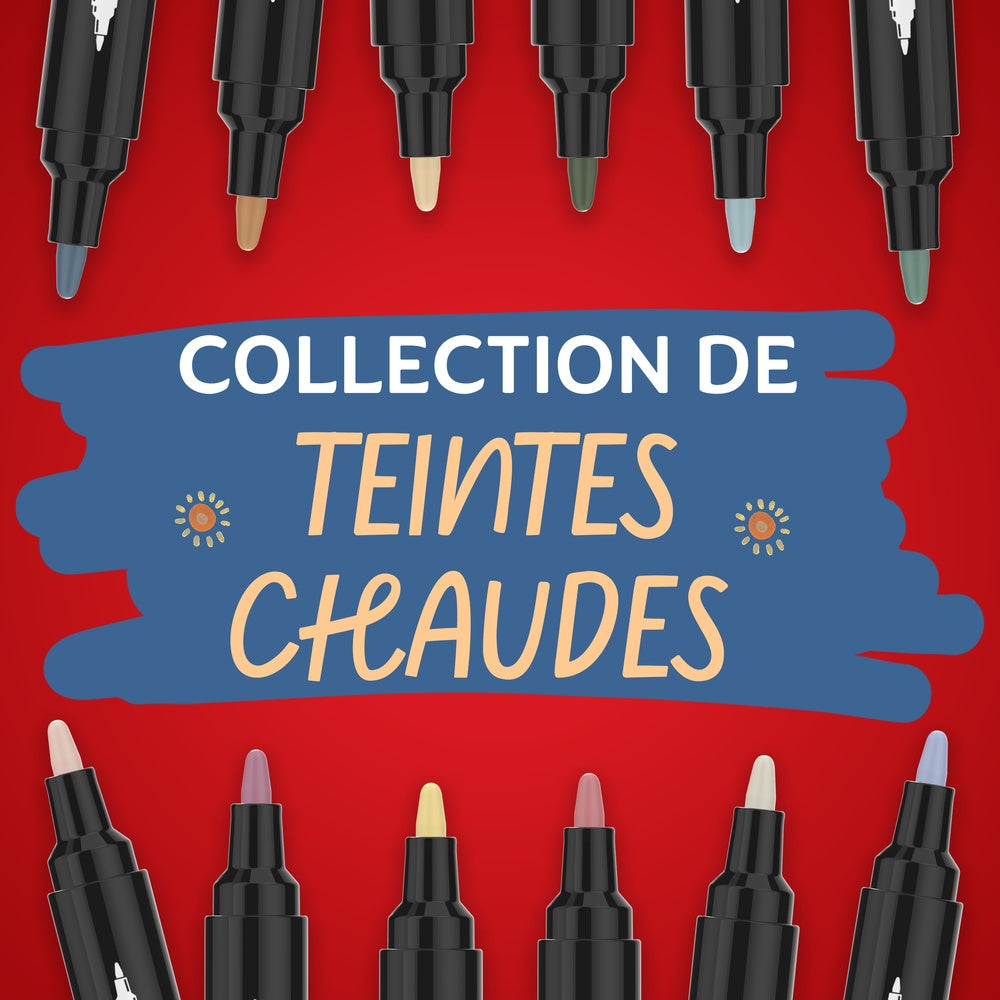 Sharpie Feutres acrylique | Pointe ogive | Feutres de coloriage adulte idéal pour coloriage mystère, dessiner etc. | Encre anti-bavures à base d’eau | Teintes Chaudes | Lot de 12