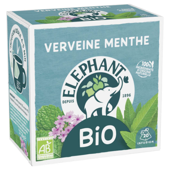ELEPHANT Infusion Verveine menthe Bio 20 sachets