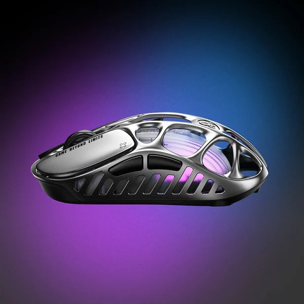 Souris de jeu sans fil GravaStar Mercury X Pro 49 g, Dongle 8K, Capteur PAW3950 32 000 DPI, Taux d'interrogation 8000 Hz, Alliage de magnésium, Design creux, Éclairage RGB