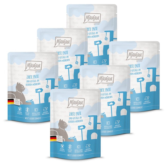 [Peut être servi frais pour l'été] MjAMjAM Quetschie Nourriture humide pour chat canard volaille carotte 300 g x 6