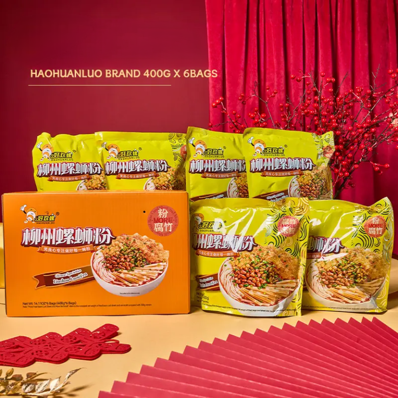 HAOHUANLUO Nouilles de riz aux escargots de rivière de Liuzhou, 400 g, carton de 6 | Cadeau de fêtes et offre spéciale