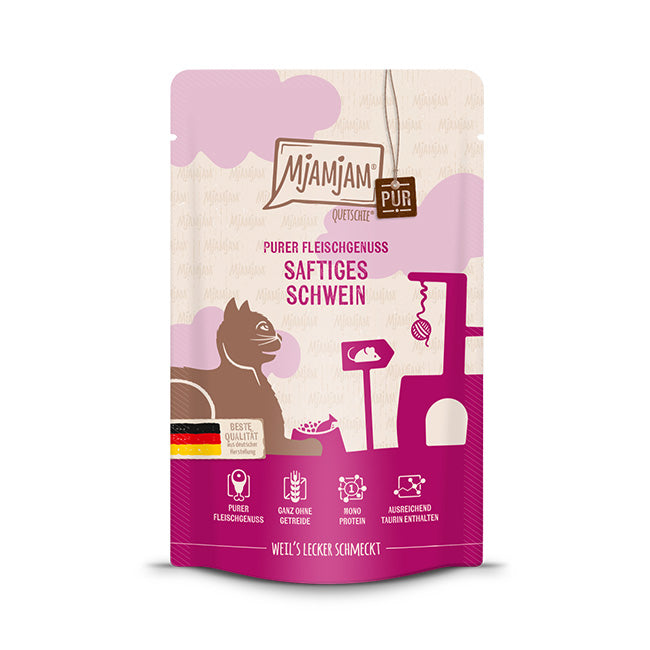 MjAMJAM Quetschie Pur Nourriture humide pour chat au porc 125 g