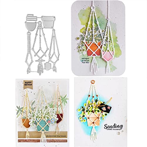 WhereHike Tampon pour scrapbooking, Pot de fleurs suspendu, Matrice de découpe en métal, Pochoir, Gabarit pour papier carte album de scrapbooking