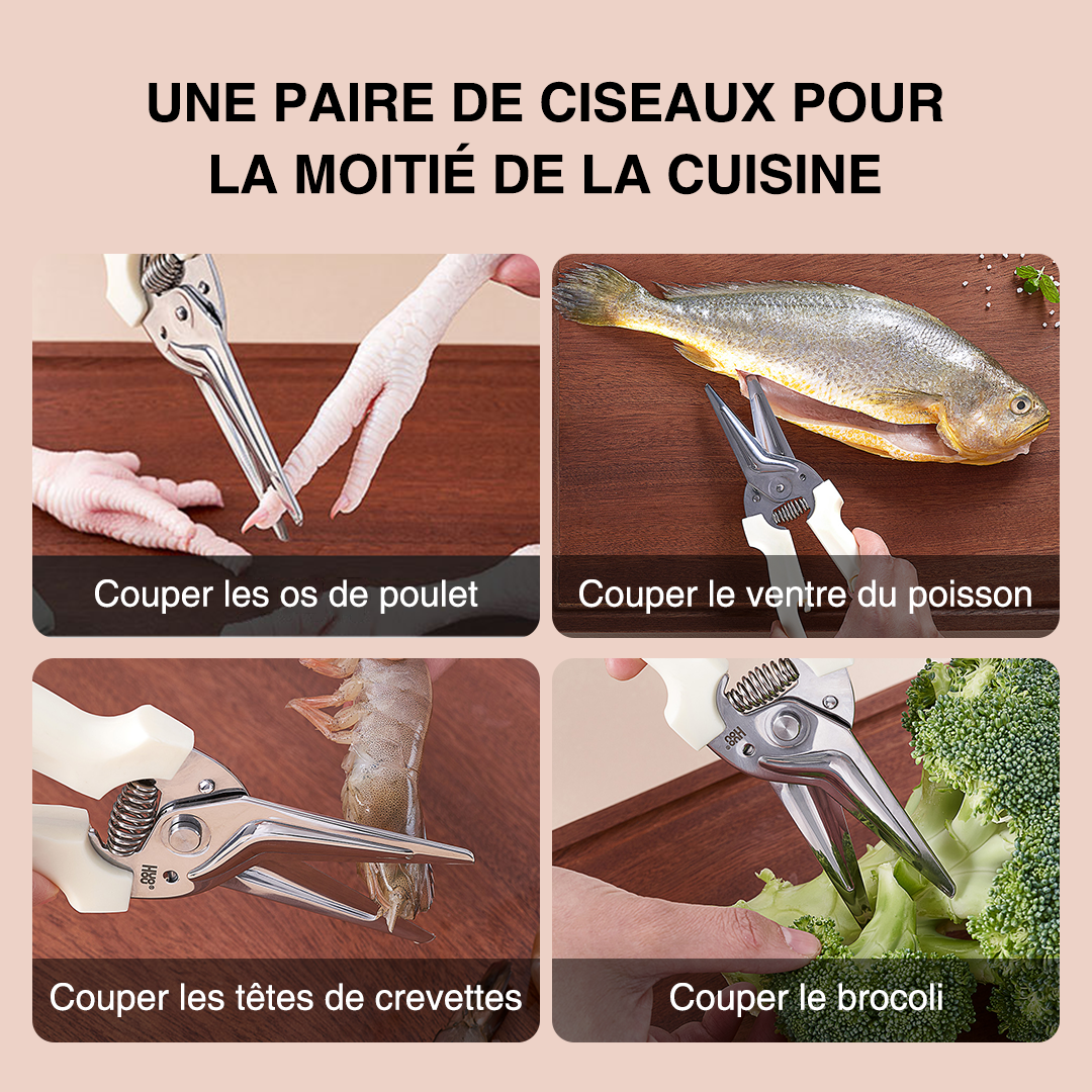 Huohou Ciseaux de cuisine pour viandes en acier inoxydable