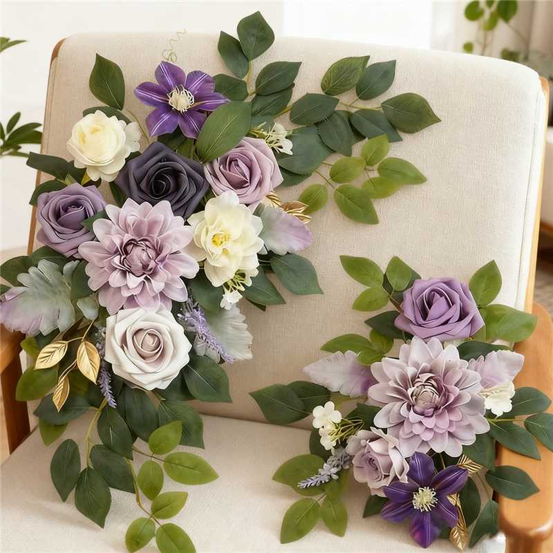 Wei's moment Arc de Mariage Fleur (Lot de 2) Panneau de Bienvenue Fleur Décor de Fond Guirlande Pour Cérémonie Réception Tableau Mural Chevalet Décoration d'Intérieur Entrée Panneau